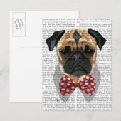 Pug met Stropdas met rode potten Briefkaart (Voorkant / Achterkant)