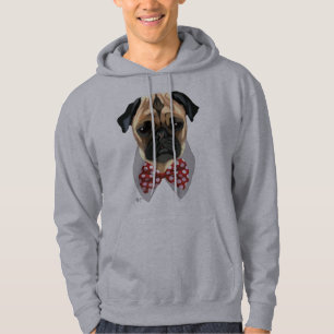 Pug met Stropdas met rode potten Hoodie