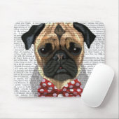 Pug met Stropdas met rode potten Muismat (Met muis)