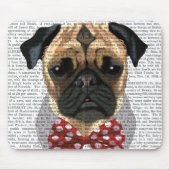 Pug met Stropdas met rode potten Muismat (Voorkant)