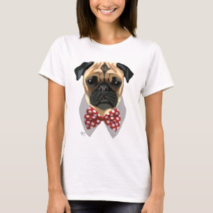 Pug met Stropdas met rode potten T-shirt