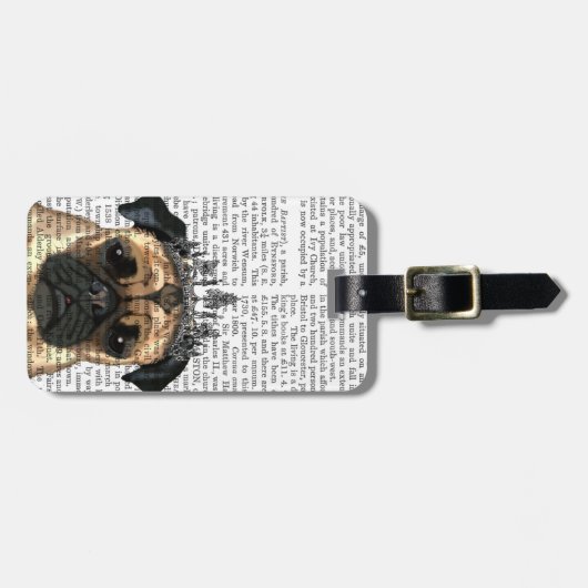 Pug met Tiara Bagagelabel (Voorkant horizontaal)