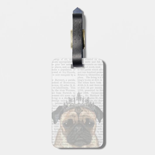 Pug met Tiara Bagagelabel (Achterkant verticaal)