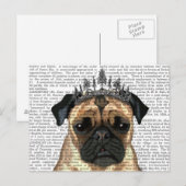 Pug met Tiara Briefkaart (Voorkant / Achterkant)