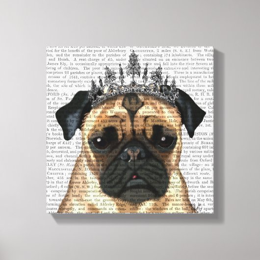 Pug met Tiara Canvas Afdruk (Voorkant)