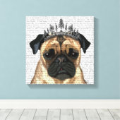 Pug met Tiara Canvas Afdruk (Insitu (Houten vloer))