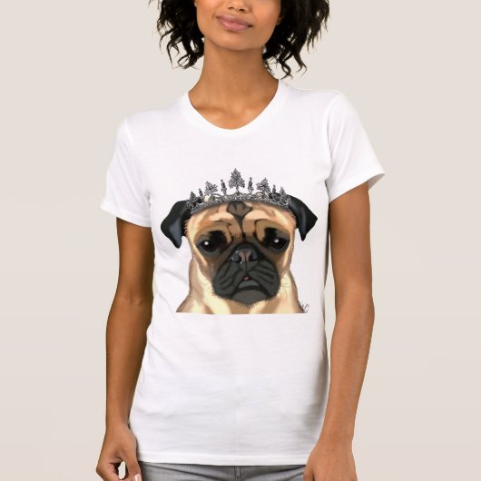 Pug met Tiara T-shirt (Voorkant)