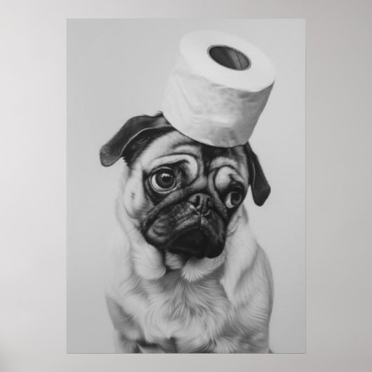 Pug met toiletpapier hoed poster (Voorkant)