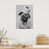 Pug met toiletpapier hoed poster (Keuken)