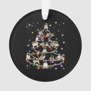 pug met vrienden blij kerstseizoen ornament