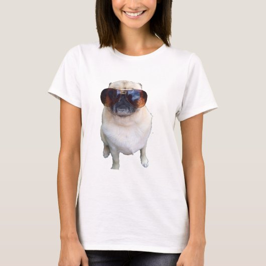Pug met zonnebril t-shirt (Voorkant)
