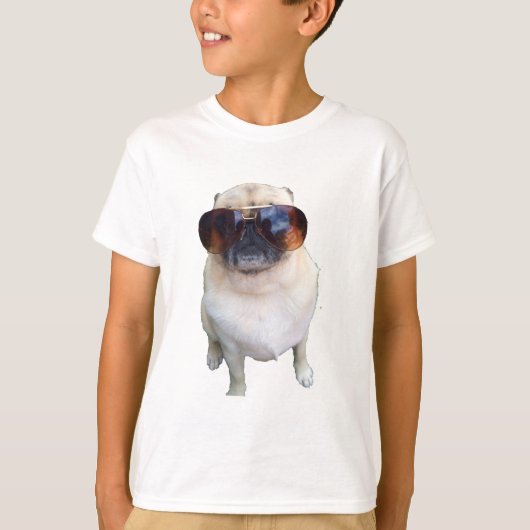 Pug met zonnebril t-shirt (Voorkant)