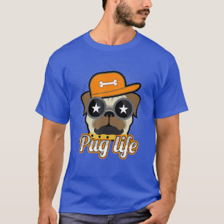 Pug met zonnebrillen Het leven is een Hondenliefhe T-shirt