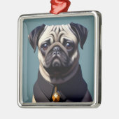 Pug Metalen Ornament (Links)