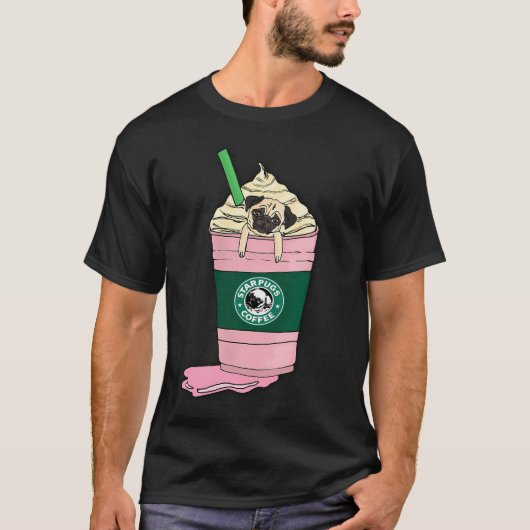 Pug Milkshake Kop T-shirt (Voorkant)