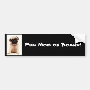 Pug moeder aan boord van bumper sticker