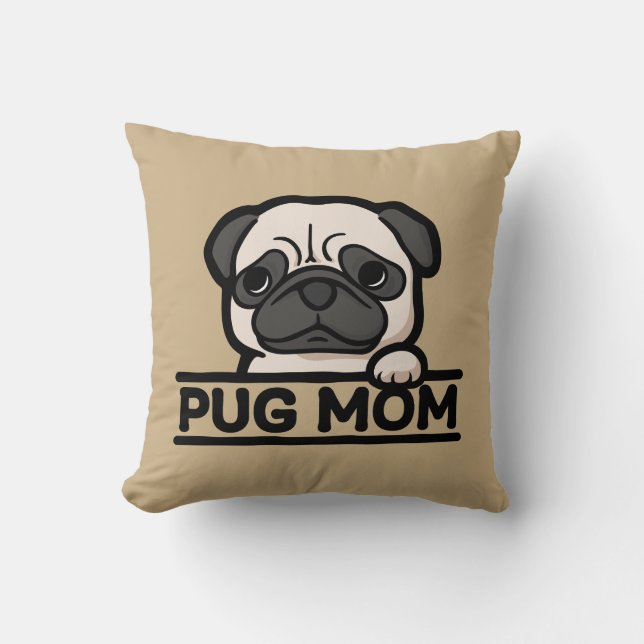 PUG MOEDER – Grappig & Schattig Pug Liefhebber Cad Kussen (Voorkant)
