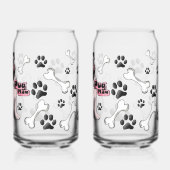 Pug Moeder – Hond Liefhebber met Harten & Botten Blikvorm Glas (Achterkant)