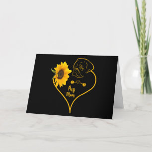 Pug Moeder Met Zonnebloem Pug Liefhebbers Moederda Kaart