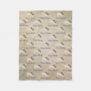 Pug Moeder Patroon Aardse Achtergrond Fleece Deken