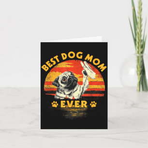 Pug-moeder retro zonsondergang grappige hond Moede Kaart