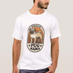 Pug Moeder T-shirt Vintage Gravure Hond Liefhebber