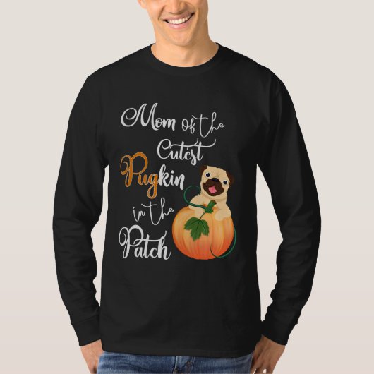 Pug Moeder van de Schattigee PuGkin in de Patch On T-shirt (Voorkant)