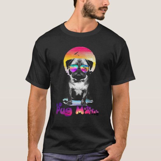 Pug Moeder Zonnebril Moederdag Grappige Pug Moeder T-shirt (Voorkant)