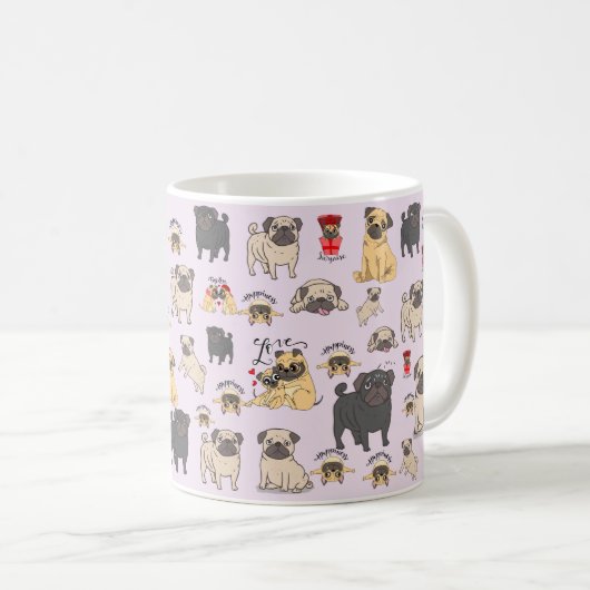 Pug Mok Pug Coffee Mok Beste cadeau voor opdrachtg (Voorkant rechts)
