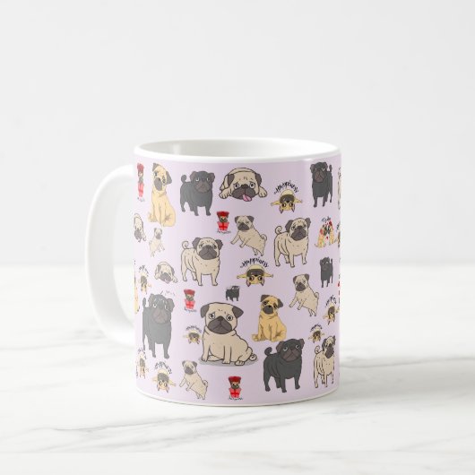 Pug Mok Pug Coffee Mok Beste cadeau voor opdrachtg (Voorkant links)