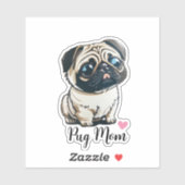 Pug Mom Hart Sticker (Vel)
