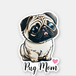 Pug Mom Hart Sticker