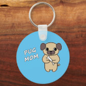 PUG MOM - Hemelblauw Sleutelhanger (Voorkant)