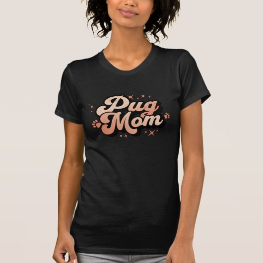 Pug Mom Retro T-shirt (Voorkant)