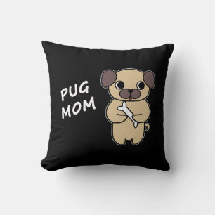 PUG MOM - Zwart Kussen