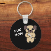 PUG MOM - Zwart Sleutelhanger (Voorkant)