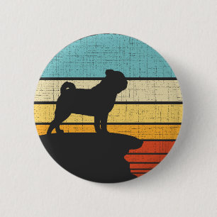 Pug Mops Carlin Retro Vintage 60s 70s Hondenliefhe Ronde Button 5,7 Cm