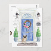 Pug Moving Announcement Briefkaart (Voorkant / Achterkant)