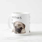 Pug Mug Monogram Naam Waterverf hond Koffiemok (Voorkant links)