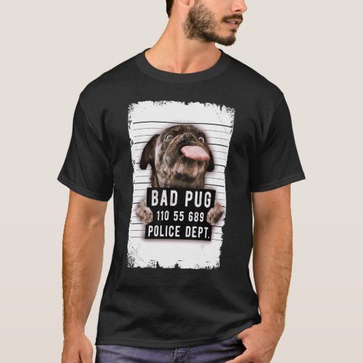 Pug Mug Shot T-shirt (Voorkant)