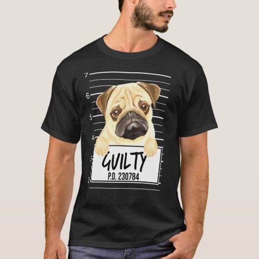 Pug Mugshot Guilty Dog T-shirt (Voorkant)