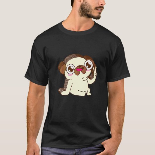 Pug Multilayer Vrede Ontspannen Schattig Esthetisc T-shirt (Voorkant)