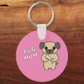 PUG MUM - Roze Sleutelhanger (Voorkant)