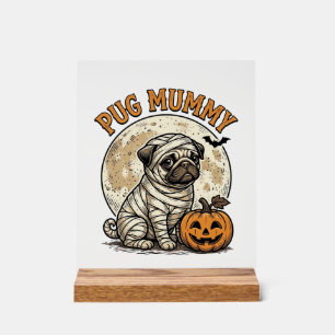 Pug-mummie Halloween vintage honden shirt ontwerp_ Acryl Bord