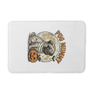 Pug-mummie Halloween vintage honden shirt ontwerp_ Badmat