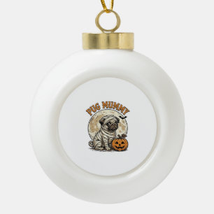 Pug-mummie Halloween vintage honden shirt ontwerp_ Keramische Bal Ornament