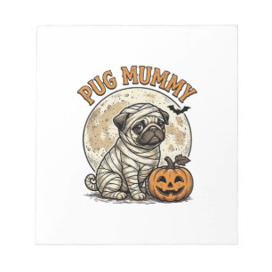 Pug-mummie Halloween vintage honden shirt ontwerp_ Notitieblok