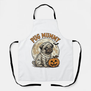 Pug-mummie Halloween vintage honden shirt ontwerp_ Schort