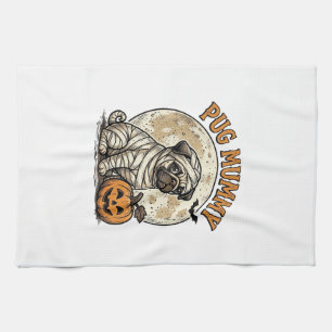 Pug-mummie Halloween vintage honden shirt ontwerp_ Theedoek