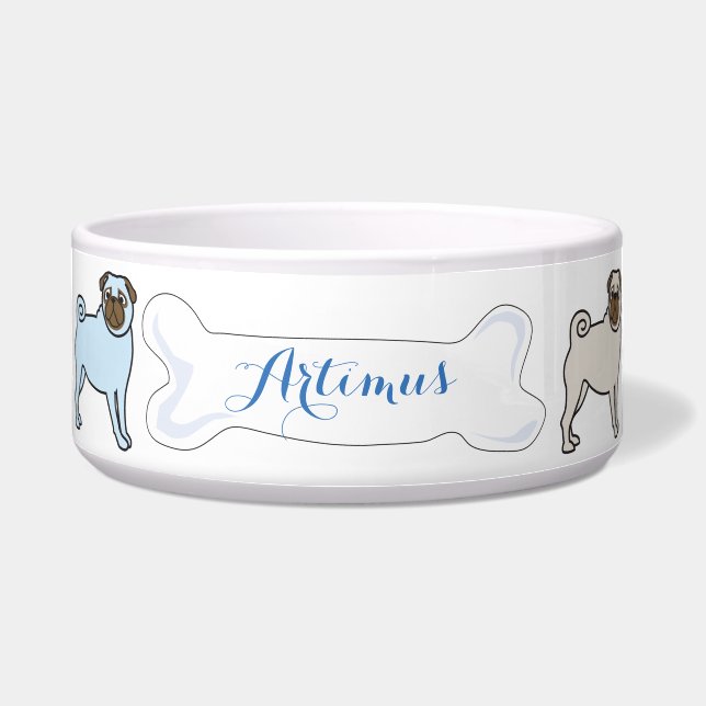 PUG  naam Dogfood Pet Bowl Voerbakje (Voorkant)